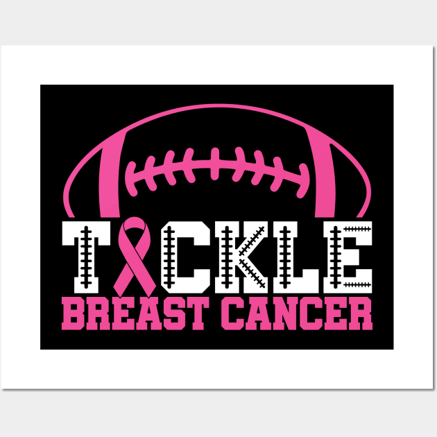 Tackle Breast Cancer Football Sport Awareness Support Pink Ribbon Wall Art by Color Me Happy 123